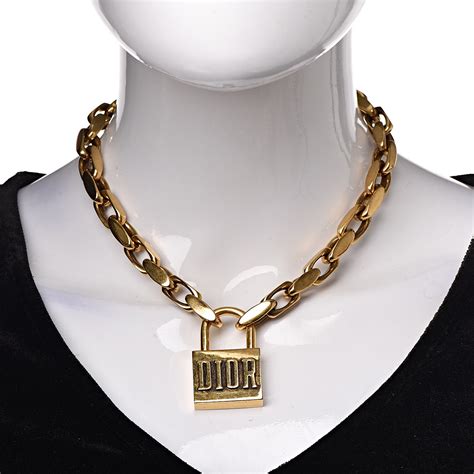 dior aged gold lucky locket necklace|Christian Dior Aged Gold Finish Lucky Locket Choker Necklace.